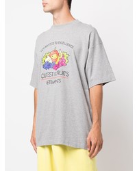 graues bedrucktes T-Shirt mit einem Rundhalsausschnitt von Vetements