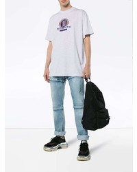 graues bedrucktes T-Shirt mit einem Rundhalsausschnitt von Balenciaga