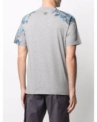 graues bedrucktes T-Shirt mit einem Rundhalsausschnitt von Stone Island