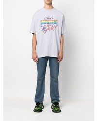 graues bedrucktes T-Shirt mit einem Rundhalsausschnitt von Balenciaga