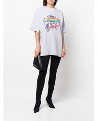 graues bedrucktes T-Shirt mit einem Rundhalsausschnitt von Balenciaga