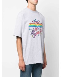 graues bedrucktes T-Shirt mit einem Rundhalsausschnitt von Balenciaga