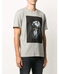 graues bedrucktes T-Shirt mit einem Rundhalsausschnitt von 7 For All Mankind