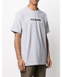 graues bedrucktes T-Shirt mit einem Rundhalsausschnitt von Pleasures