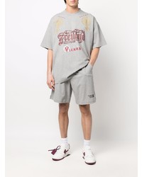 graues bedrucktes T-Shirt mit einem Rundhalsausschnitt von Vetements