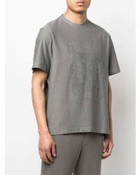 graues bedrucktes T-Shirt mit einem Rundhalsausschnitt von Zegna