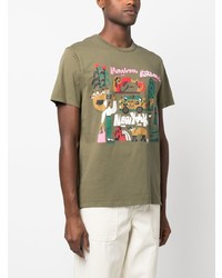 graues bedrucktes T-Shirt mit einem Rundhalsausschnitt von MAISON KITSUNÉ