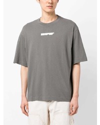 graues bedrucktes T-Shirt mit einem Rundhalsausschnitt von Off-White