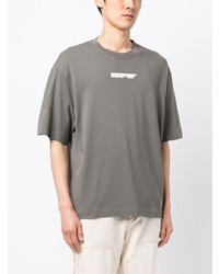 graues bedrucktes T-Shirt mit einem Rundhalsausschnitt von Off-White