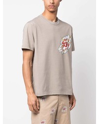 graues bedrucktes T-Shirt mit einem Rundhalsausschnitt von Junya Watanabe MAN