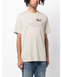 graues bedrucktes T-Shirt mit einem Rundhalsausschnitt von Armani Exchange