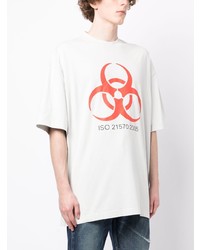 graues bedrucktes T-Shirt mit einem Rundhalsausschnitt von Vetements