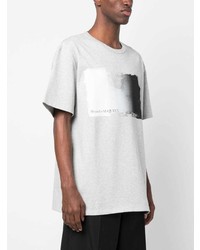 graues bedrucktes T-Shirt mit einem Rundhalsausschnitt von Alexander McQueen