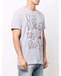 graues bedrucktes T-Shirt mit einem Rundhalsausschnitt von DSQUARED2