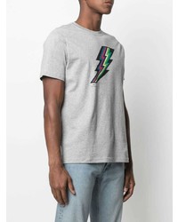 graues bedrucktes T-Shirt mit einem Rundhalsausschnitt von PS Paul Smith