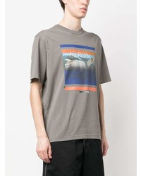 graues bedrucktes T-Shirt mit einem Rundhalsausschnitt von Heron Preston