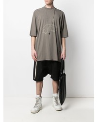 graues bedrucktes T-Shirt mit einem Rundhalsausschnitt von Rick Owens DRKSHDW