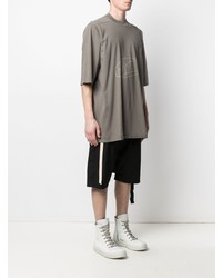 graues bedrucktes T-Shirt mit einem Rundhalsausschnitt von Rick Owens DRKSHDW