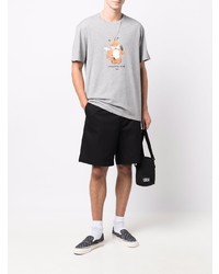 graues bedrucktes T-Shirt mit einem Rundhalsausschnitt von MAISON KITSUNÉ