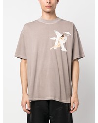 graues bedrucktes T-Shirt mit einem Rundhalsausschnitt von Represent