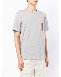 graues bedrucktes T-Shirt mit einem Rundhalsausschnitt von Paul Smith