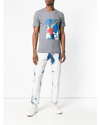 graues bedrucktes T-Shirt mit einem Rundhalsausschnitt von Love Moschino