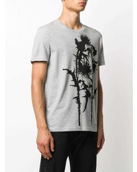 graues bedrucktes T-Shirt mit einem Rundhalsausschnitt von Alexander McQueen