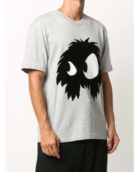 graues bedrucktes T-Shirt mit einem Rundhalsausschnitt von McQ Swallow