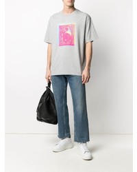 graues bedrucktes T-Shirt mit einem Rundhalsausschnitt von Maison Margiela