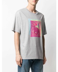 graues bedrucktes T-Shirt mit einem Rundhalsausschnitt von Maison Margiela