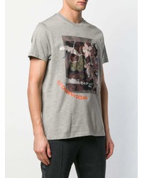 graues bedrucktes T-Shirt mit einem Rundhalsausschnitt von Etro