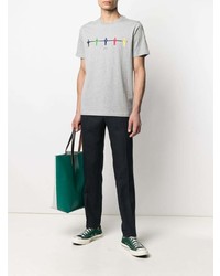 graues bedrucktes T-Shirt mit einem Rundhalsausschnitt von Paul Smith