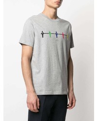 graues bedrucktes T-Shirt mit einem Rundhalsausschnitt von Paul Smith