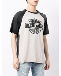 graues bedrucktes T-Shirt mit einem Rundhalsausschnitt von Alchemist