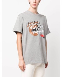 graues bedrucktes T-Shirt mit einem Rundhalsausschnitt von MAISON KITSUNÉ