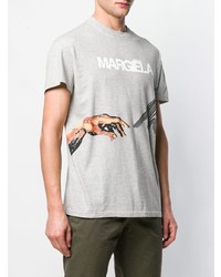 graues bedrucktes T-Shirt mit einem Rundhalsausschnitt von Maison Margiela