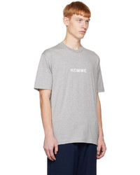 graues bedrucktes T-Shirt mit einem Rundhalsausschnitt von Comme des Garcons Homme