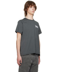 graues bedrucktes T-Shirt mit einem Rundhalsausschnitt von Ganni