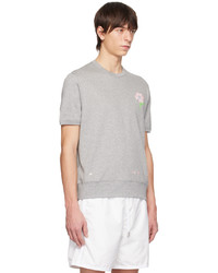 graues bedrucktes T-Shirt mit einem Rundhalsausschnitt von Thom Browne