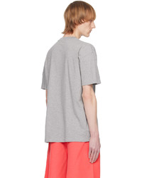 graues bedrucktes T-Shirt mit einem Rundhalsausschnitt von Moncler