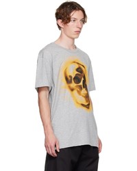 graues bedrucktes T-Shirt mit einem Rundhalsausschnitt von Alexander McQueen