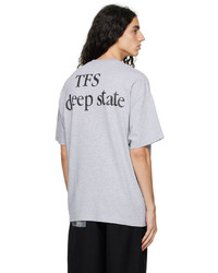 graues bedrucktes T-Shirt mit einem Rundhalsausschnitt von F-LAGSTUF-F