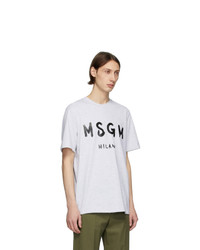 graues bedrucktes T-Shirt mit einem Rundhalsausschnitt von MSGM