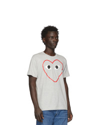 graues bedrucktes T-Shirt mit einem Rundhalsausschnitt von Comme Des Garcons Play