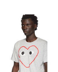 graues bedrucktes T-Shirt mit einem Rundhalsausschnitt von Comme Des Garcons Play