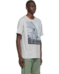 graues bedrucktes T-Shirt mit einem Rundhalsausschnitt von Dries Van Noten