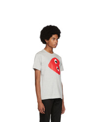 graues bedrucktes T-Shirt mit einem Rundhalsausschnitt von Comme Des Garcons Play