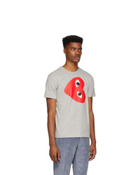 graues bedrucktes T-Shirt mit einem Rundhalsausschnitt von Comme Des Garcons Play