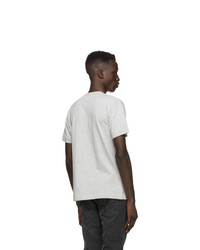 graues bedrucktes T-Shirt mit einem Rundhalsausschnitt von Comme Des Garcons Play
