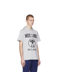 graues bedrucktes T-Shirt mit einem Rundhalsausschnitt von Moschino